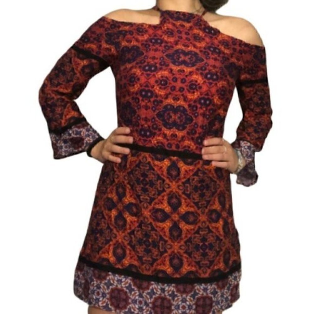 MinkPink Floral Boho Cold Shoulder Dress
